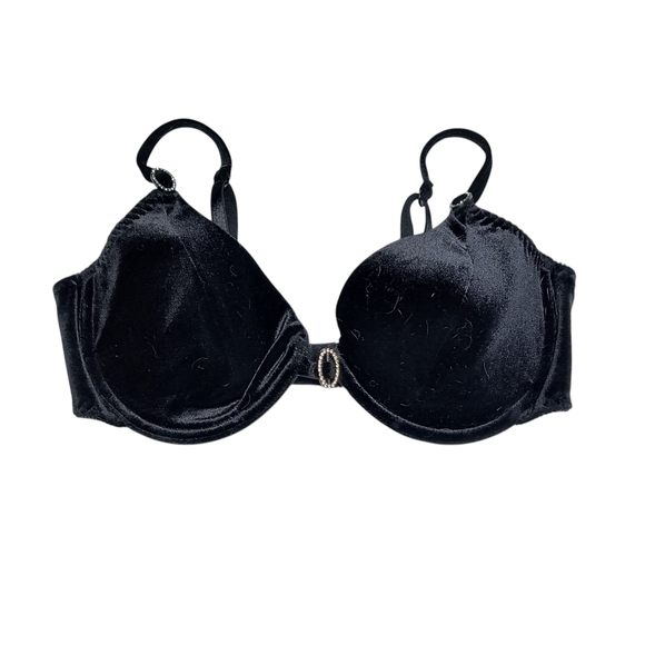 Secret Treasures Elegant Black Velvet Bling Whimsigoth Emo Underwire Bra 38C - Picture 1 of 7